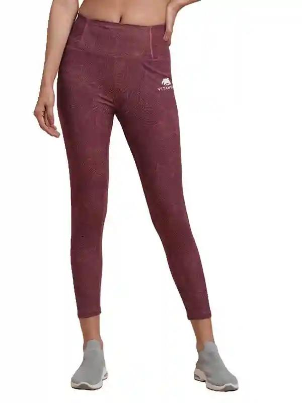 VITAWOLF Women's Tight Gym Wear with Back Pocket | Track Pants Ideal for Active Wear, Yoga and Workout | Stretchable Gym Pants for Women (XX-Large) Maroon