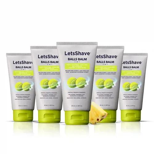 LetsShave Deodorizing Balls Balm For Men 30Ml Traveler Set | Pack Of 5 | Anti Chafing, Anti Irritation | Infused With Aloe Vera & Soybean Extract100% Natural Ingredients