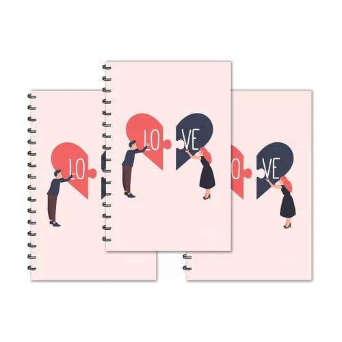 Love Puzzle With Couple Designer Ruled Diaries - Pack Of 3