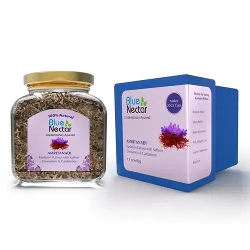 BLUE NECTAR Amritanadi Royal Kashmiri Kahwa with Saffron, Cinnamon & Cardamom (50 g | 25 cups)