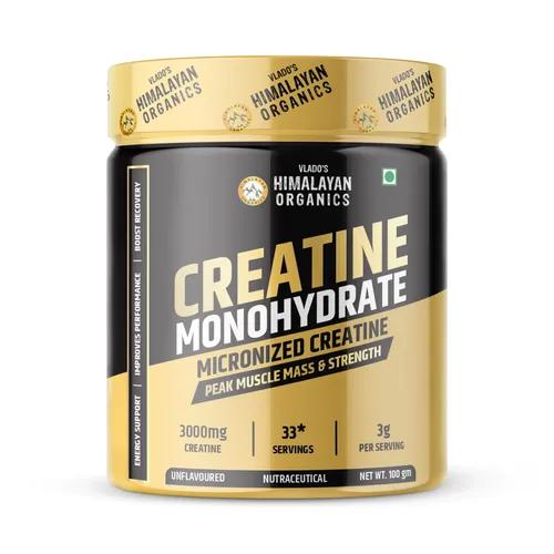 Vlado's Himalayan Organics Pure Micronised Creatine Monohydrate Powder I Pre/Post Workout Supplement, Instant Energy for Athletic Performance I Faster Muscle Building & Recovery Trustified Certified I Max Absorption I Gain Lean Muscle, More Strength, and Faster Workout I 100% Natural & Unflavoured - 33 Servings