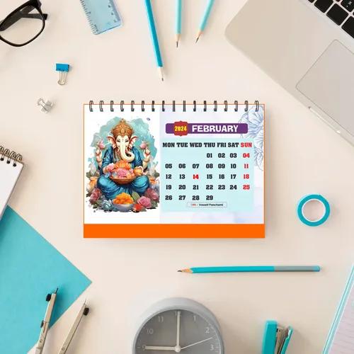 ESCAPER Lord Ganesha Standing Flip Desktop Calendar 2024 - Pack of 1