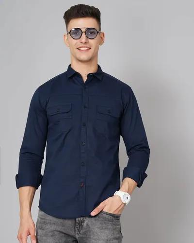 Navy Overline Double Pocket Shirt