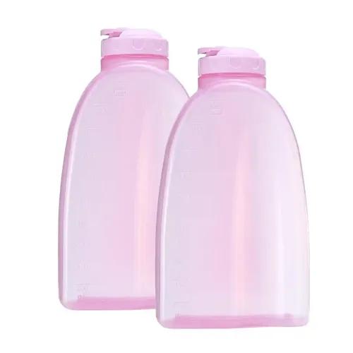 Gluman Plastic Hippo Fridge Water Bottle | 2 Ltr Set Of 2 | Bpa Free | 100% Leak Proof | Office Bottle | Gym Bottle | Home | Kitchen | Travel Bottle (Pink)