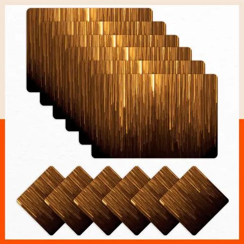 Polypropylene Table Mats & Coasters for Dining Table at Home (Golden Rain - Set of 6)