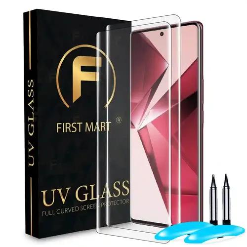 FIRST MART Tempered Glass for Vivo V29e 5G / Vivo V29 5G / T2 Pro 5G with Edge to Edge Full Screen Coverage and Easy UV Glue Installation Kit, Pack of 2