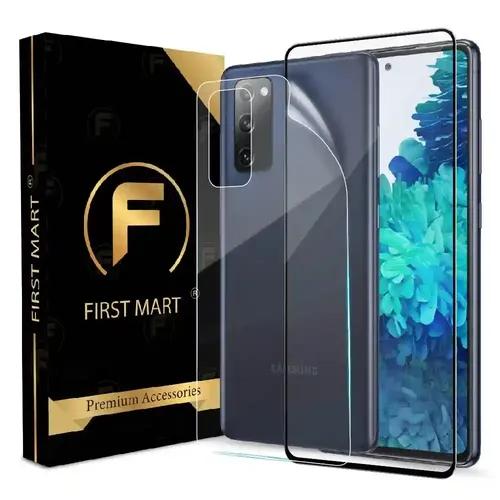 FIRST MART Tempered Glass and Clear Back Membrane for Samsung Galaxy S20 FE 5G with Edge to Edge Screen Coverage and Easy Installation Kit