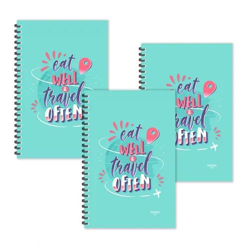 Eat Well Travel Often Ruled Diaries - Pack Of 3