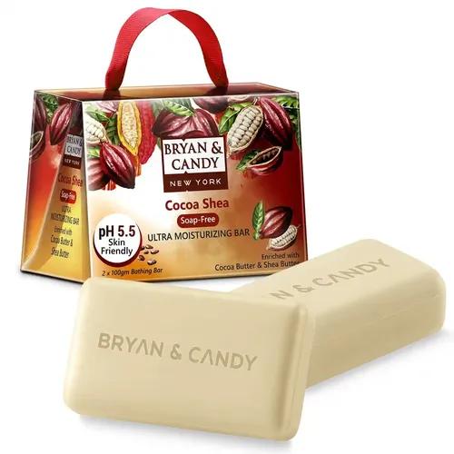 Bryan & Candy Cocoa Shea Ultra Moisturizing Bathing Bar Enriched with Cocoa Butter & Shea Butter, Skin Friendly pH 5.5 for Polishing & Toning Skin, All Skin Types (2 X 100 gm)