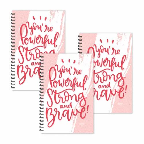 Powerful, Strong, Brave Motivational Ruled Diaries - Pack Of 3