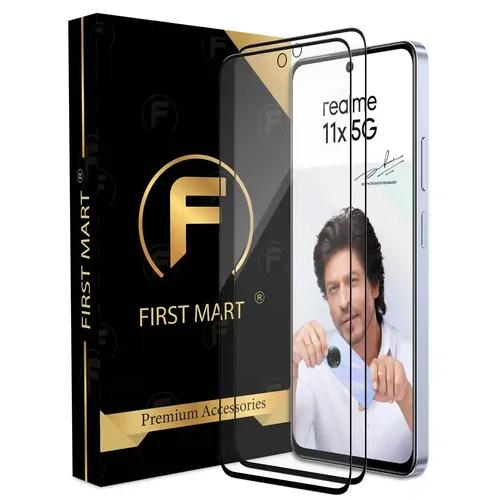 FIRST MART Premium Tempered Glass for Realme 11X 5G / Realme 11 5G / Narzo 60X 5G with Edge to Edge Coverage and Easy Installation Kit, Pack of 2