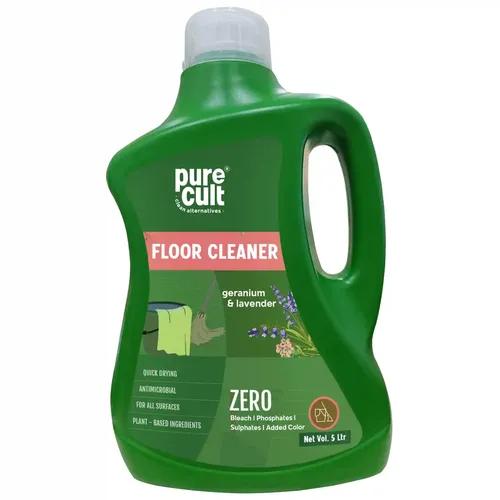 PureCult Floor Cleaner with Essential Oils (5000 ml) | Suitable for all Floors | Removes Dirt and Stains | Geranium and Lavender Fragrance