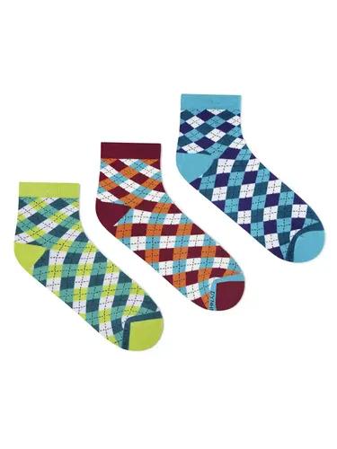 DYNAMOCKS Men's and Women's Combed Cotton Ankle Length Socks (Pack of 3) (Multicolour, Free Size)_Dandy_Neon_Maroon_Aqua