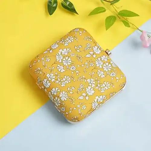 Yellow Printed Designer Clutch For Women