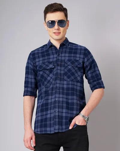 Blue Brush Checks Shirt