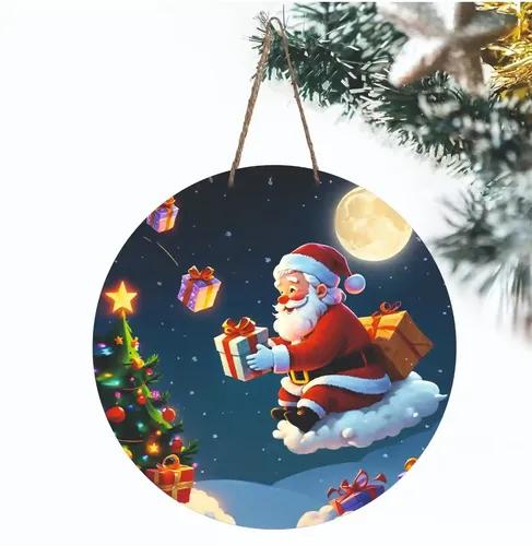 Webelkart Premium Merry Christmas Door Hanging for Christmas Decorations,Wall Hanging for Home - Santa with Gifts Christmas Items (5)