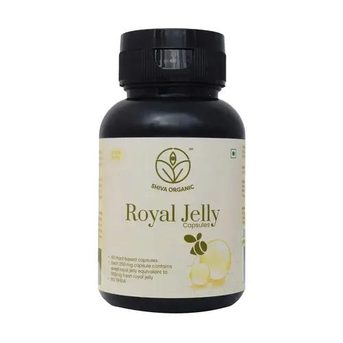 Shiva Organic Royal Jelly Capsules -10-HDA:6% | Freeze Dry | Boosts Fertility, Immunity, Energy | Anti-Aging | Quuenbee | Superfood (250mg each 60 Capsules)