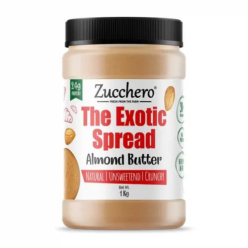 Zucchero 100% Almond Butter, Crunchy, 1 Kg -The Exotic Spread | Unsweetened | 100% Natural | California Almonds