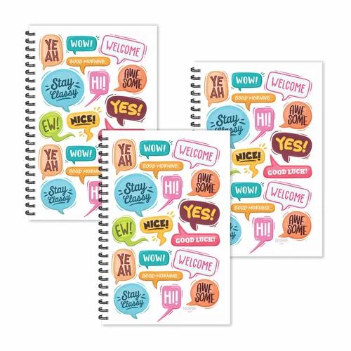 Speech Doodle Pattern Ruled Diaries - Pack Of 3