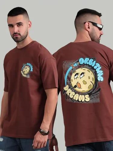 Brown Orbiting Dreams Oversized T-Shirt M