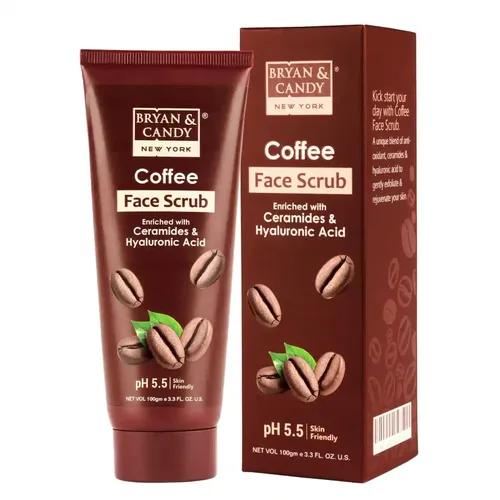 Bryan & Candy Coffee Face Scrub Enriched with Ceramides & Hyaluronic Acid (100gm)