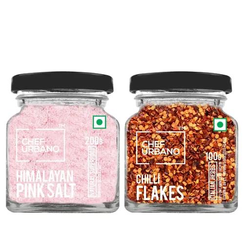 Chef Urbano Combo of Himalayan Pink Salt 200g & Chilli Flakes 100g