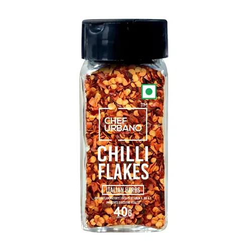 Chef Urbano Chilli Flakes Sprinkler | 100% Natural | Dried Red Chilly | Aromatic Spicy Dried Pizza / Pasta Seasoning | Premium Herbs and Spices | Glass Bottle