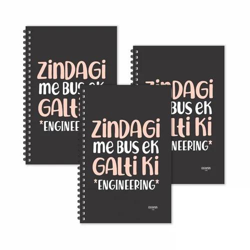 Zindagi Me Ek Galti Ki "Engineering" Hindi Quotes Ruled Diaries - Pack Of 3