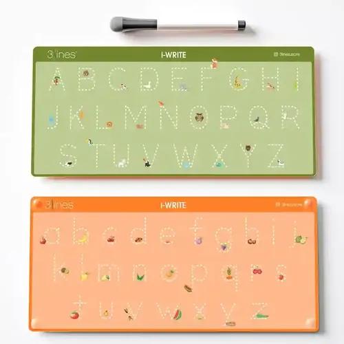 3Lines Alphabets Writing Practice Board Game for Kids|Learning & Educational ABCD Toys | 50+ Pictures of Fruits and Animals, Multicolor | Uppercase & Lowercase Letters |Gifts for Kids |Writing Aid |