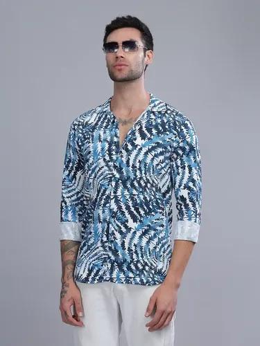 Blue Leaflet Rayon Shirt