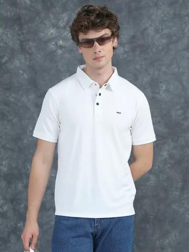 White Cubic Polo T-Shirt L