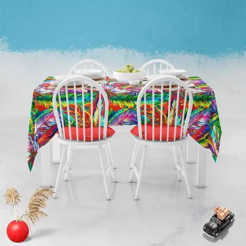 ArtzFolio Bright Feathers | Table Cloth Cover for Dining & Center Table | Washable Waterproof Polyester Fabric | 4-Seater Table; 42 x 63 inch (107 x 160 cms)