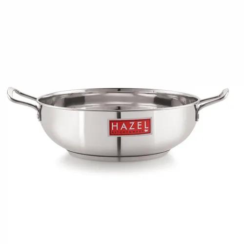 HAZEL Stainless Steel Induction Kadai |Induction Base Steel Kadai for Cooking | Dishwasher Safe Induction Cooktop Utensils