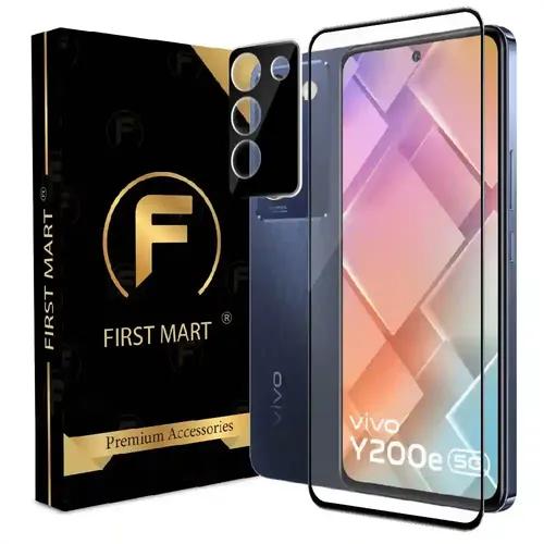 FIRST MART Tempered Glass and Camera Lens for Vivo Y200e 5G with Edge to Edge Screen Coverage and Easy Installation | Black