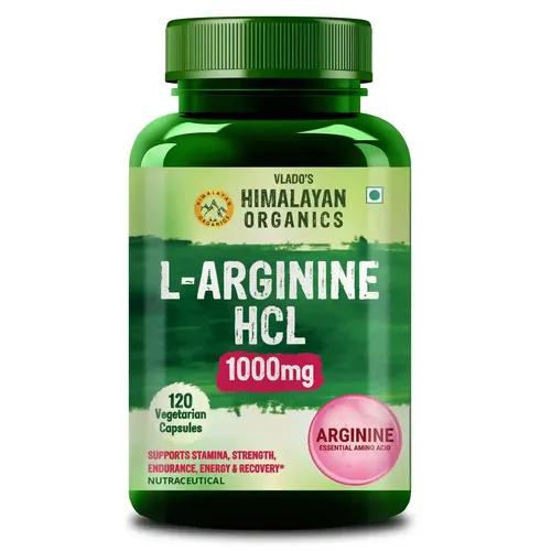 Vlado's Himalayan Organics L-Arginine 1000 mg With Chromium Picolinate Supplement | Improve Muscle Growth Boost Energy And Stamina | Good For Men And Women - 120 Veg  Caps