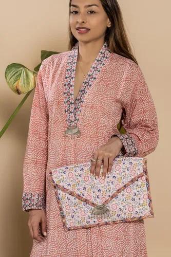 Co-ord Pink Rashidi Kurta Set With Side Pocket - Small