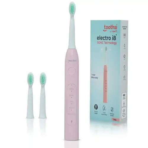 TOOTHSI Electro i8 Sonic Electric Toothbrush | Smart Electric Toothbrush for Men & Women | with 5 Modes & 3 Brush Heads | IPX 7 Waterproof | Rechargeable | Oral Care | Pink