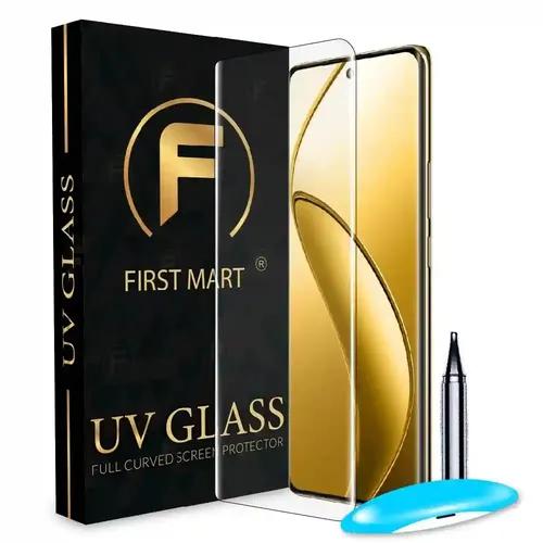 FIRST MART Tempered Glass for Realme 12 Pro 5G / Realme 12 Pro Plus 5G / Realme 11 Pro Plus 5G with Edge to Edge Full Screen Coverage and Easy UV Glue Installation Kit, Pack of 1