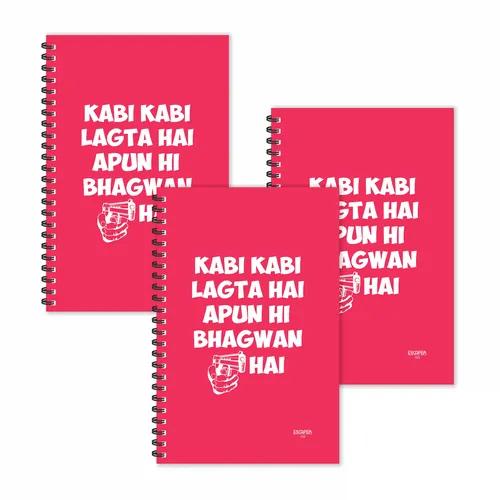 Apun Hi Bhagwan Hai Hindi Quotes Ruled Diaries - Pack Of 3