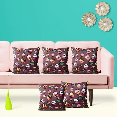 ArtzFolio Cupcake D3 | Decorative Cushion Cover for Bedroom & Living Room | Cotton Canvas Fabric | 12 x 12 inch (30 x 30 cms); Single Piece