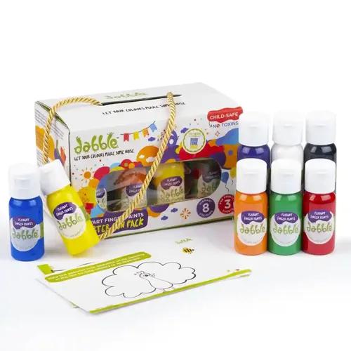 Dabble Starter Painting Fun Pack I Non-Toxic Finger Paint for Kids | Natural and Child Safe | Washable Finger Paints for Children| Learning and Educational Gift Pack