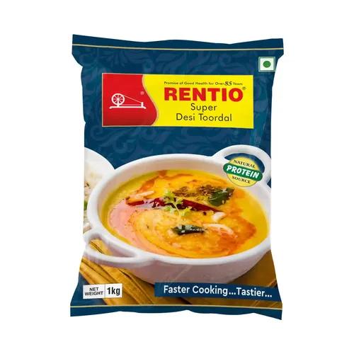 RENTIO Unpolished Toor Dal/Super Desi Arhar Dal 1kg (Pack of 2)