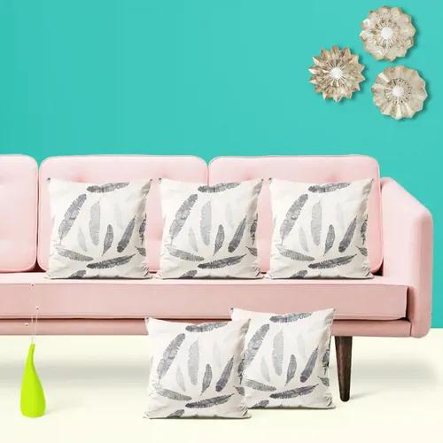 ArtzFolio Feathery | Decorative Cushion Cover for Bedroom & Living Room | Cotton Canvas Fabric | 12 x 12 inch (30 x 30 cms); Single Piece