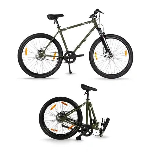 HORNBACK Xpand Full Size Fully Assembled Foldable Cycle for Men & Women , 20-inch Stainless Steel+Alloy Steel Frame, Front Suspension, 27.5-Inch Wheels, Mechanical Disk Brakes