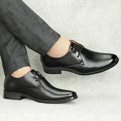 WUGO::Latest Trendy Men Formal Shoes |Black Derby Shoes| Office Shoes For Men's & Boys - Black